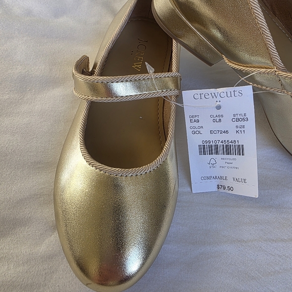 Crewcuts Metallic Gold Kids Dress Shoes Size 11 NWT - Picture 3 of 12